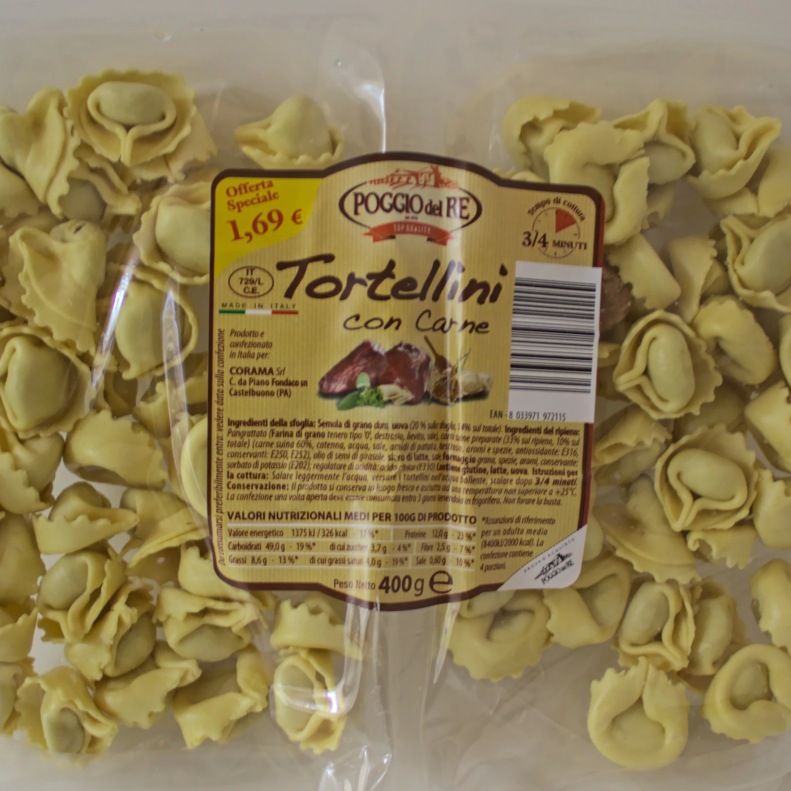 
Top quality POGGIO DEL RE Italia MEAT FILLED TORTELLINI - DOUBLE PACK- 400 g 