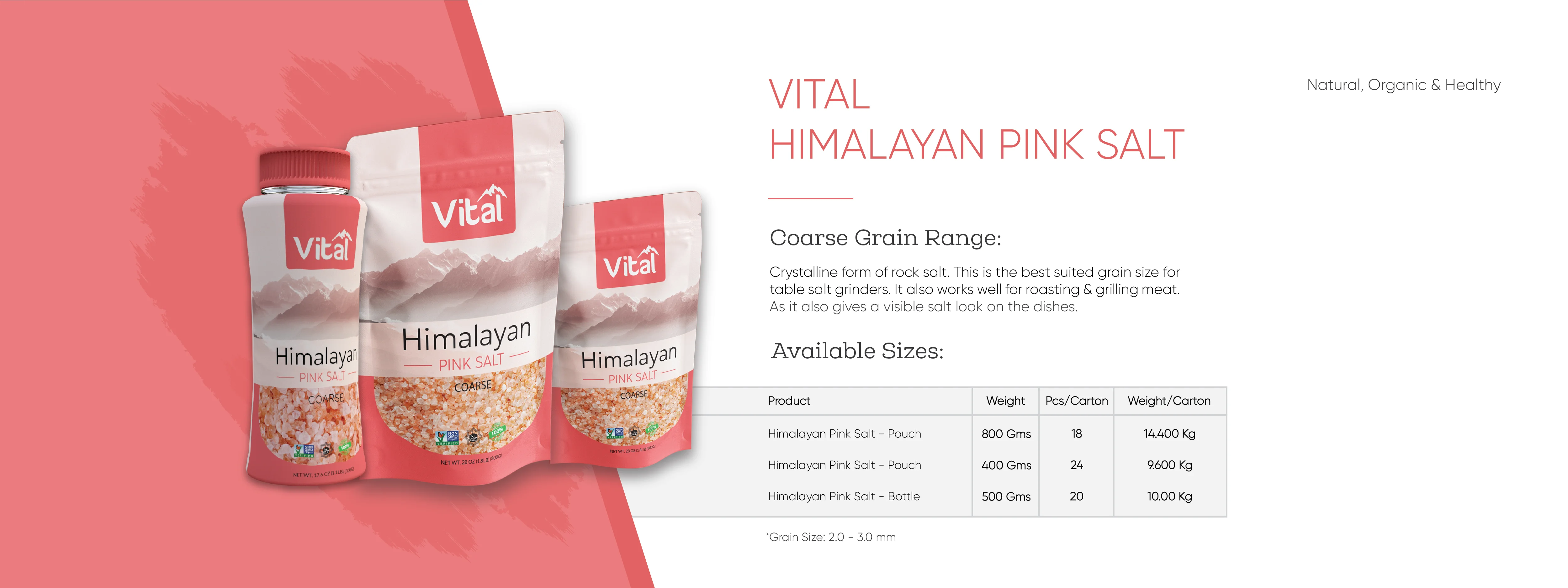 
Vital Himalayan Pink Salt - Coarse Bottle 
