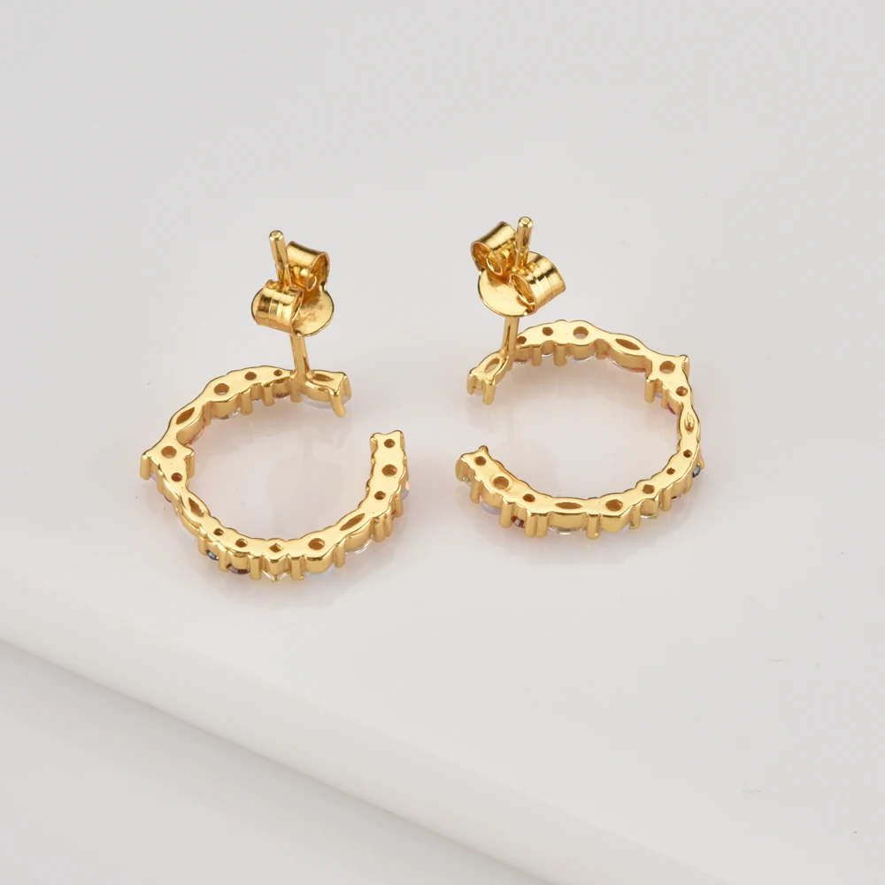 FUAMAY Flower Garland Jewelry Sets 18k Gold Plated Big Geometric Circle Rainbow Opal Bracelets Earring Necklace Sets