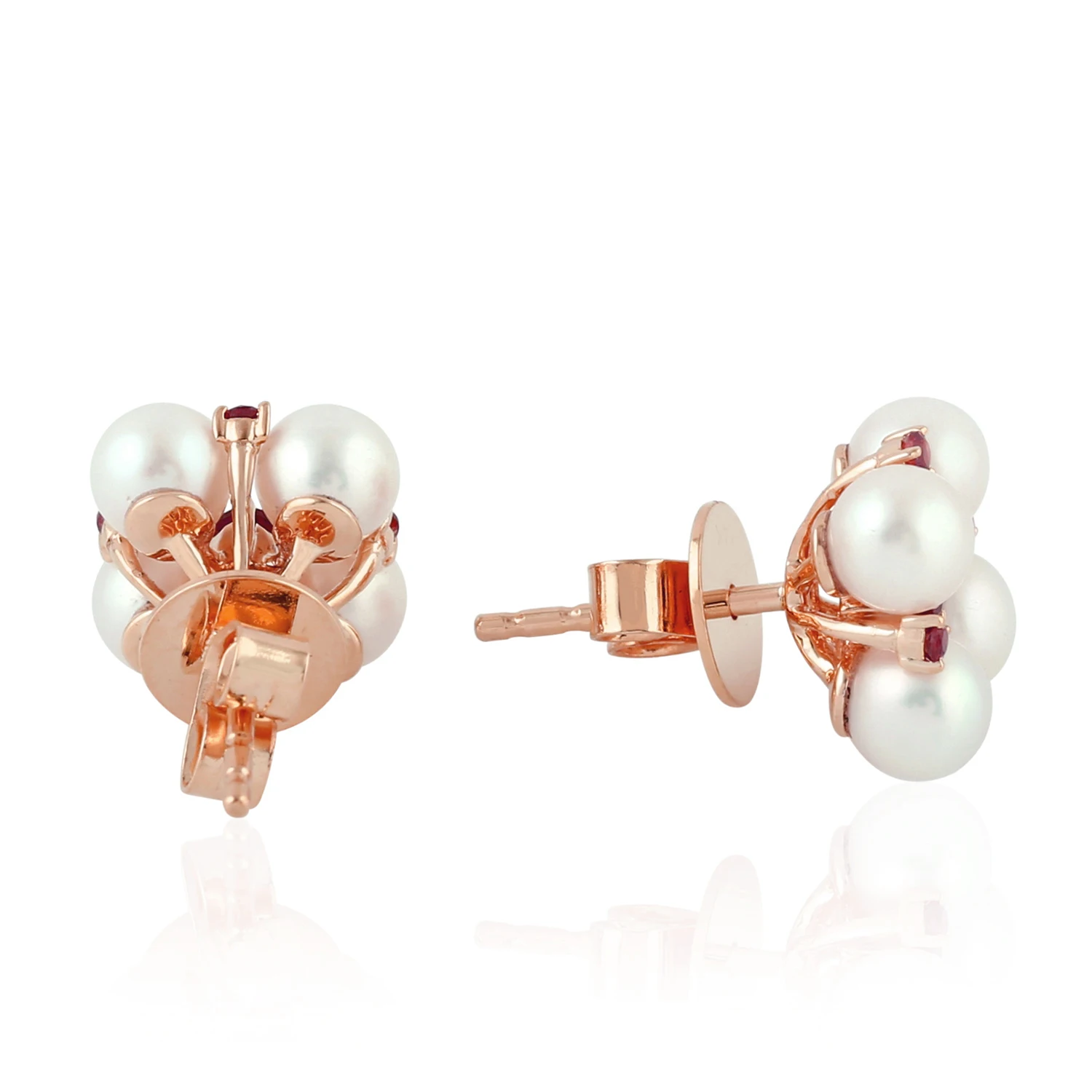 
Garnet Handmade Stud Earrings 14k Yellow Gold Pearl Jewelry Wholesaler 