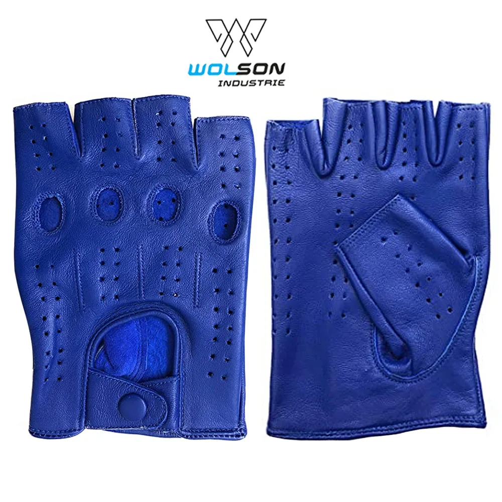 Blue Sheepskin Leather Unlined Driving Gloves for Men & Women XL Size Anti-Slip Gloves for Driving