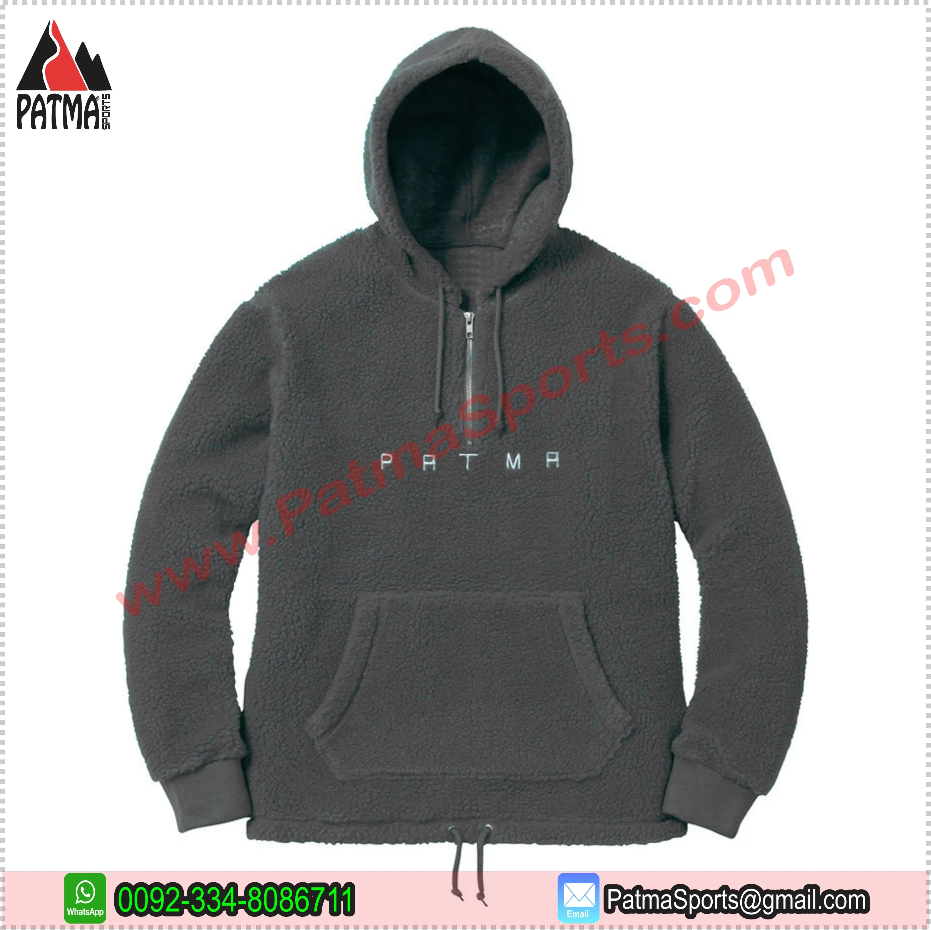 Custom Made Sherpa Fleece Hoody with your Custom Embroidery logo on it available in more then 50 colors street wear apparels
