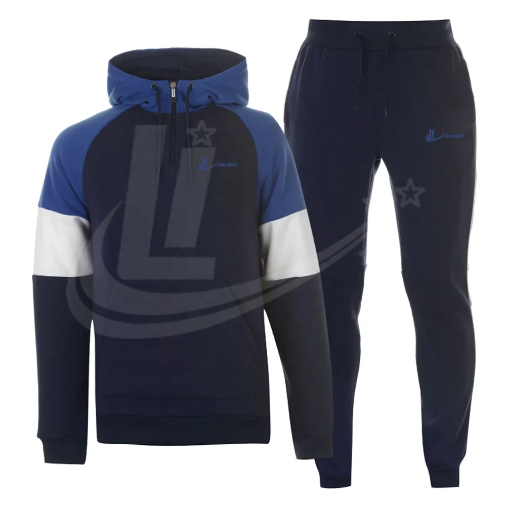 Zipper Hoodie Long Pant Winter Track Suit Set OEM Wholesale Best Quality Men Fleece Track Suit