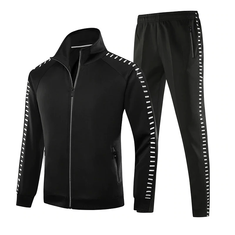 
New Custom High Quality Zipper Jacket For Men Slim Fit Fashion Fitness Stylish Side Striped Tracksuit 