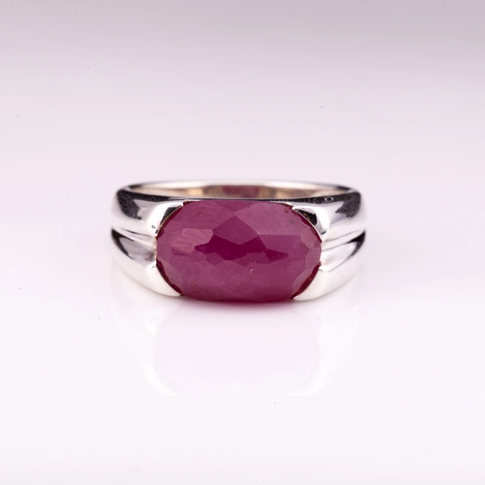 silver 925 ring  rhodium plated and with african ruby natural gemstone factory price  from Thailand Manufacturer
