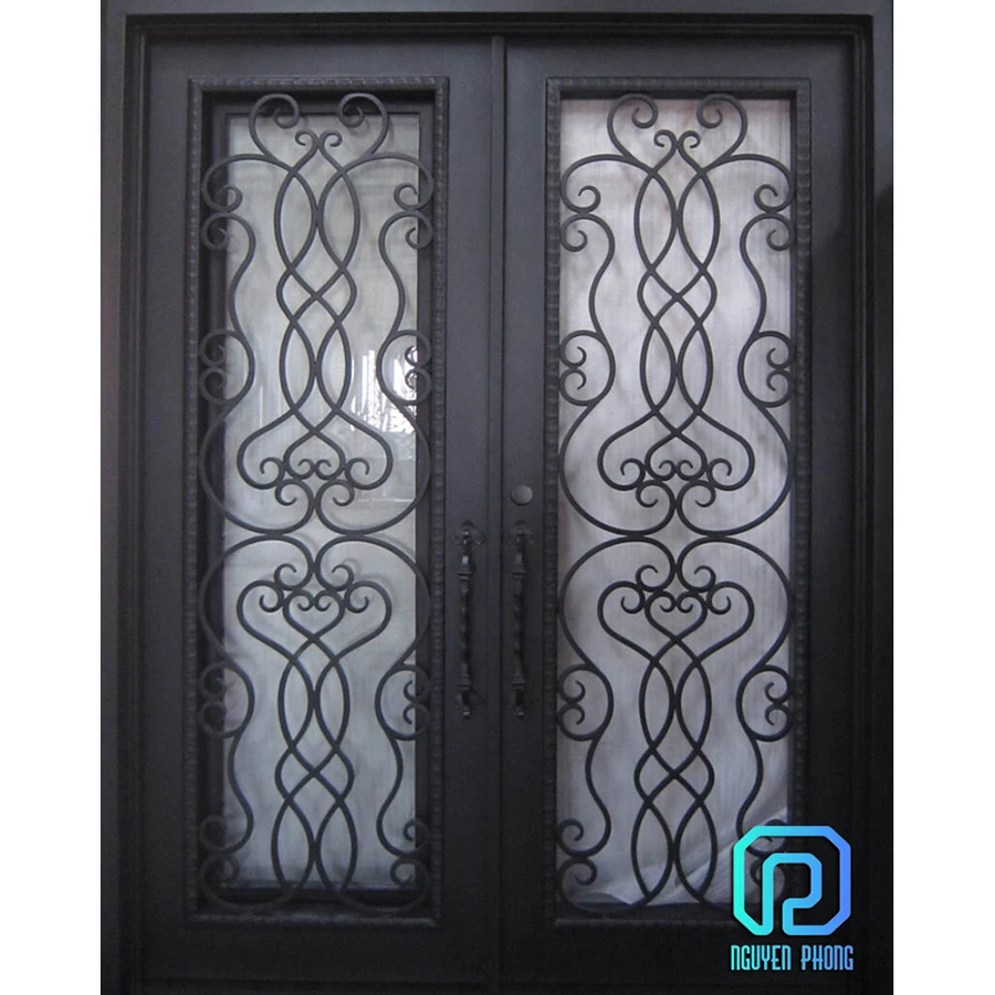 Professional Manufacturer In Stock Modern Slide Door Gate Wrought Iron Grill Single Entry Front Doors For Villa House