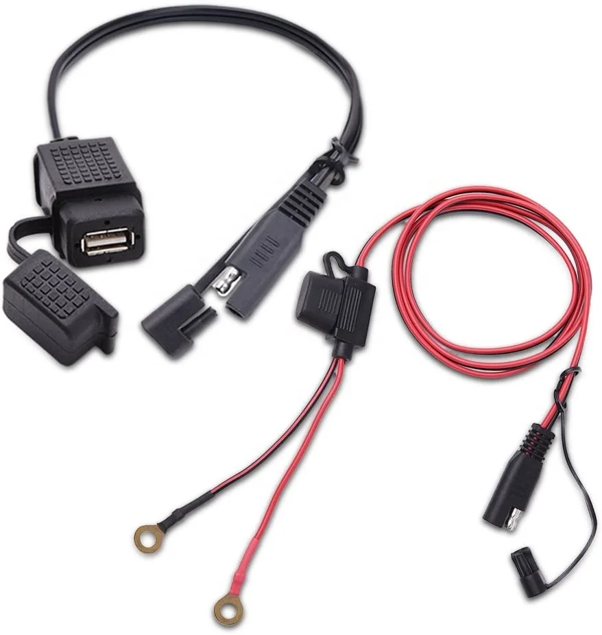 MICTUNING Quick Fast 2.1A Port SAE to USB Cable Adapter 12v 24v Led USB Charger Motorcycle usb Charger