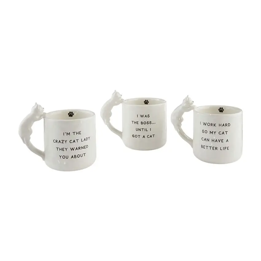 Customized Coffee Ceramic Cat Handle Cups And Mug With Quotes