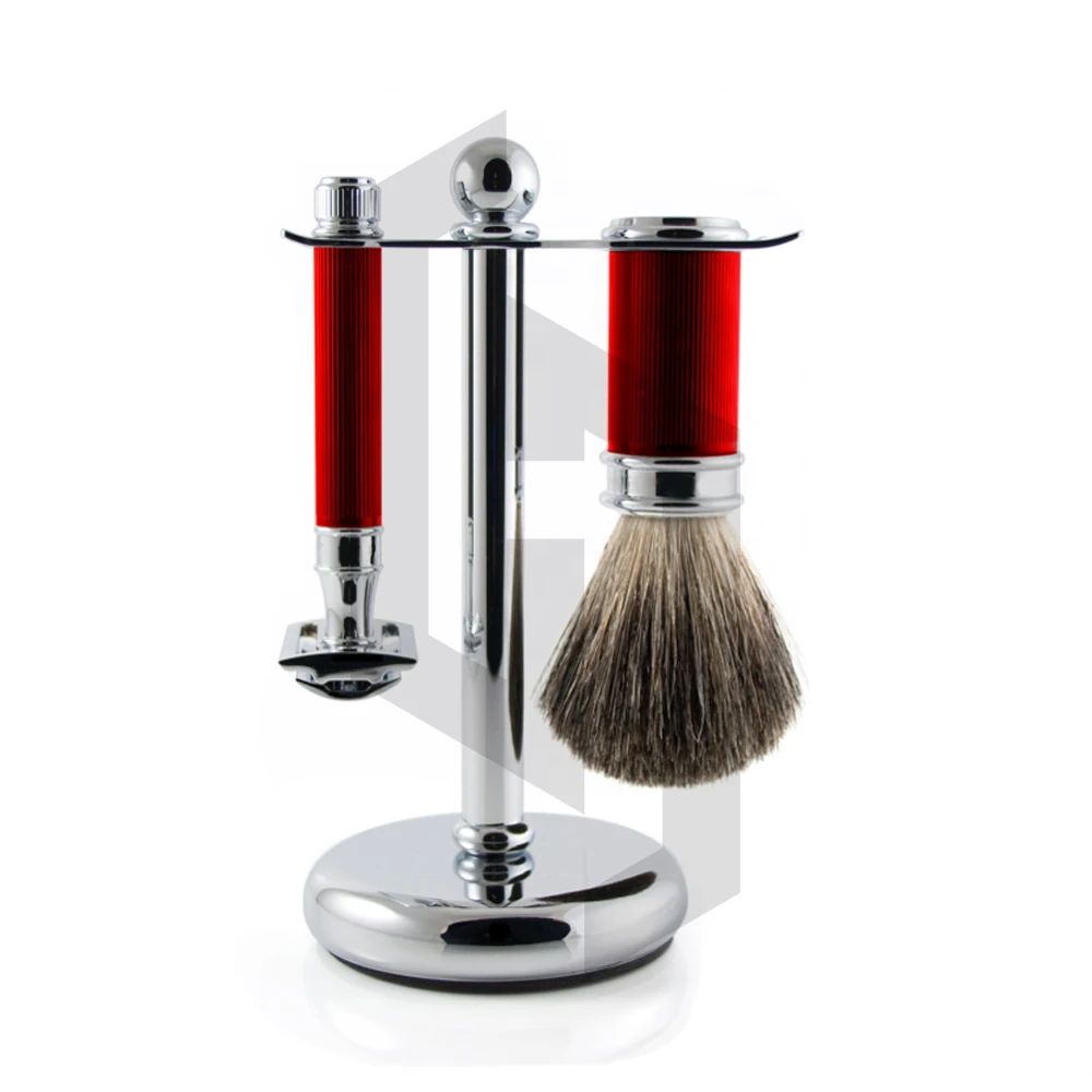 Personal Care German Knurling Shaving kit including Safety Razor, Brush and Stand Manufactured By Shave Edge