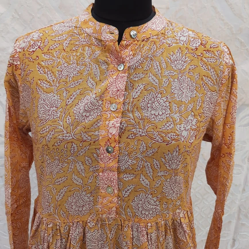 Хлопок ручной блок печатных Макси Стандартный длинное платье для женщин в африканском стиле одежда с цветочным принтом богемном на осень и весну комплект из