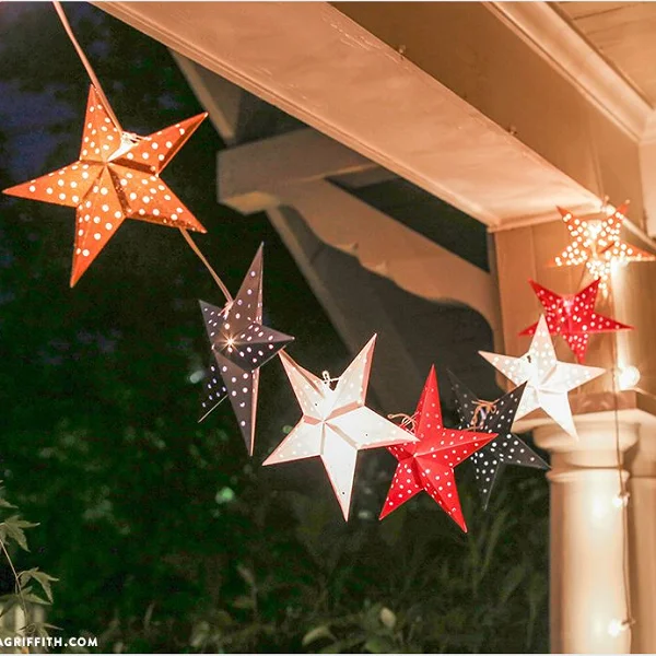 Подвесная Бумажная гирлянда со звездами ручной работы, украшение для вечеринки