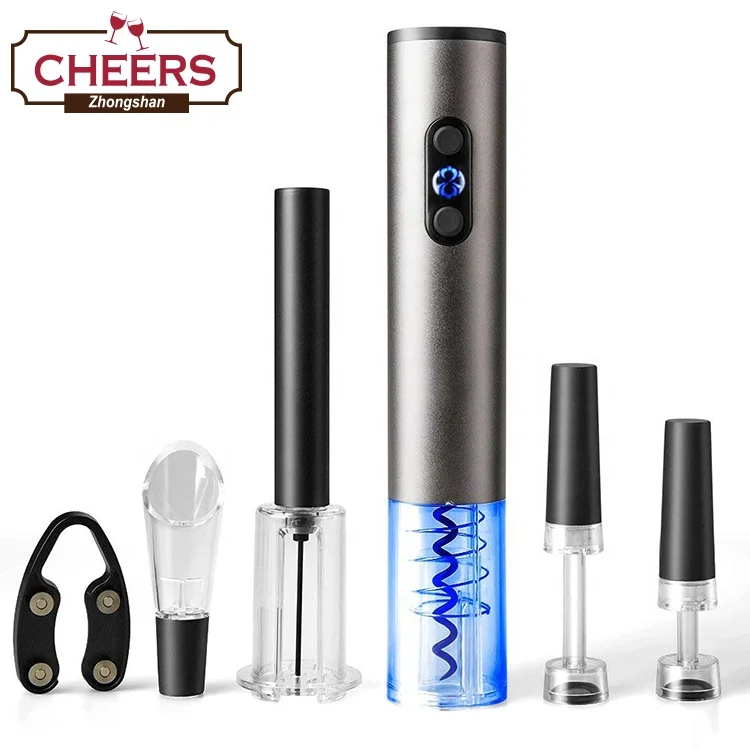 Manufacturer Bfull Cordless Electric Wine Bottle Opener Set, Air Pressure Corkscrew, Vacuum Stoppers, Foil Cutter and Pourer