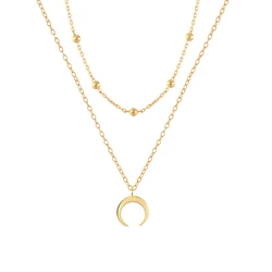 CANNER Women Minimalist Jewelry 18K Gold Plated 925 Sterling Silver Moon Pendant Necklace