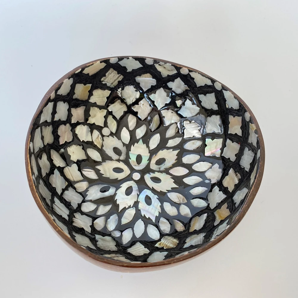 Coconut Shell bowl - HJ CSS 021 BW Sunshine- ATM Coached by  sea shell in Sunshine  pattern- OEM/ODM