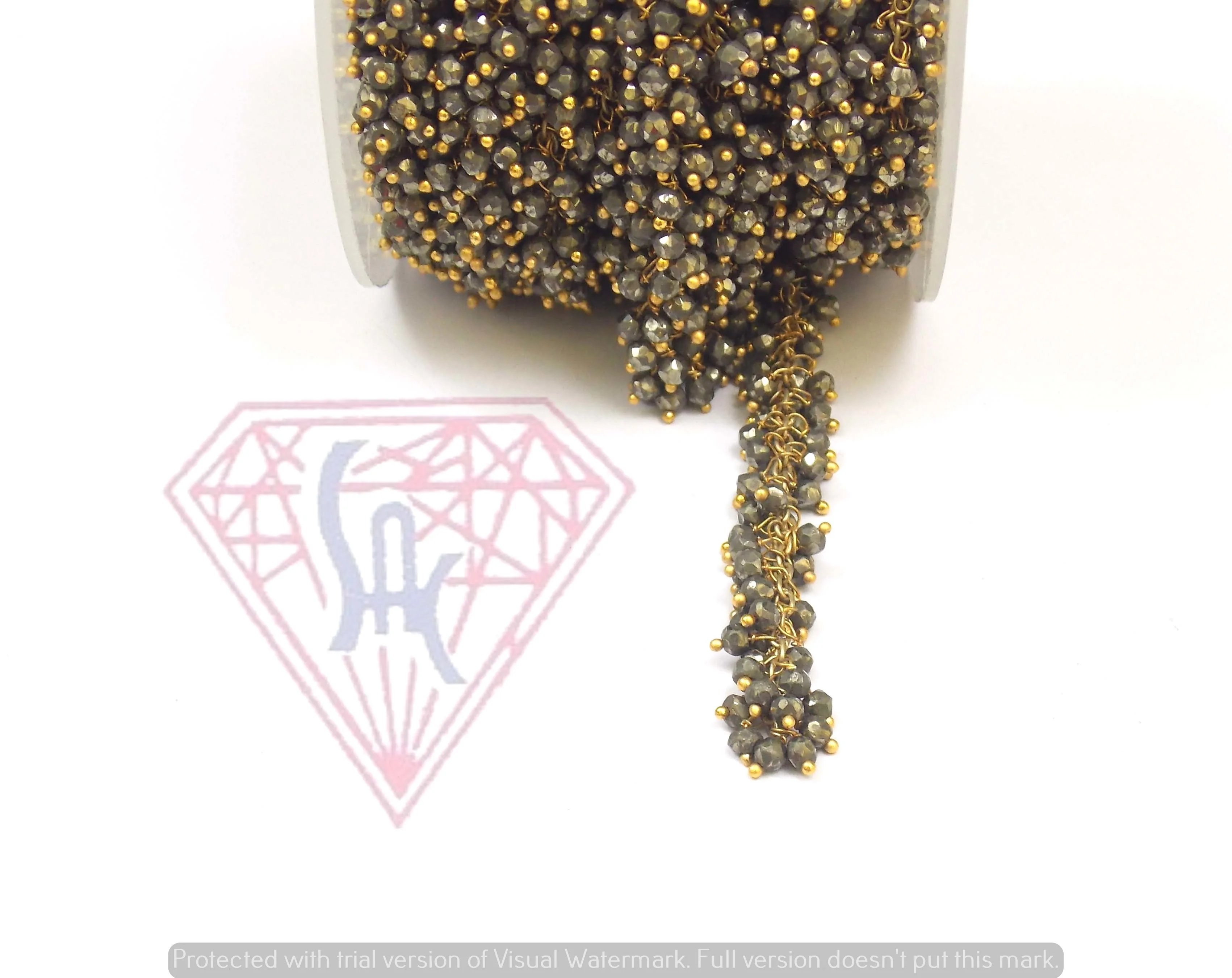 Pyrite Wire Wrapped Cluster Beaded Layered Waist  Natural Multi Gemstone Jewelry Rosary Coin Charm  Chain