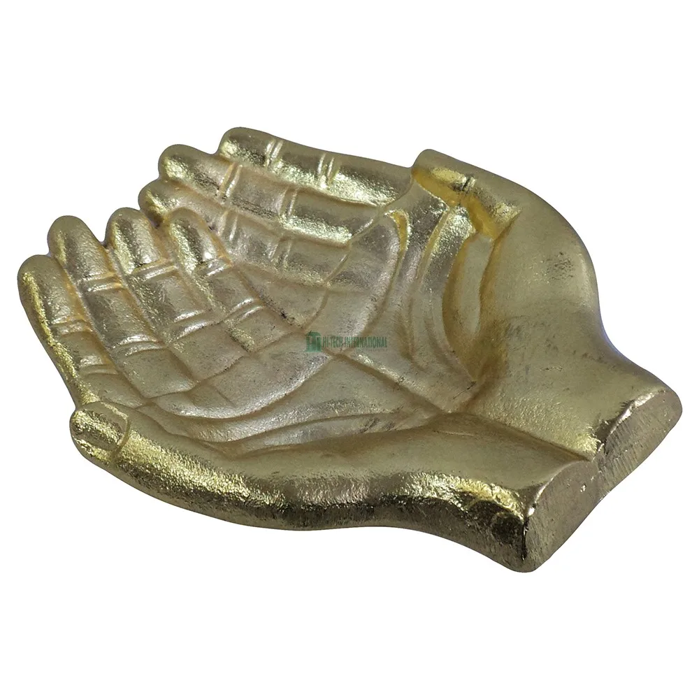 Silver/Gold Metal Open Hand Sculpture - Aluminum Handmade Antique Show Piece - Chocolate/Candy Platters - Christmas Decorations