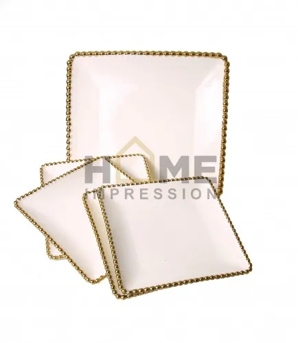 3 отсека бело-золотой оставляет края крышки интересный яркий поднос Ename бисерной вышивкой Роскошные кривой лоток