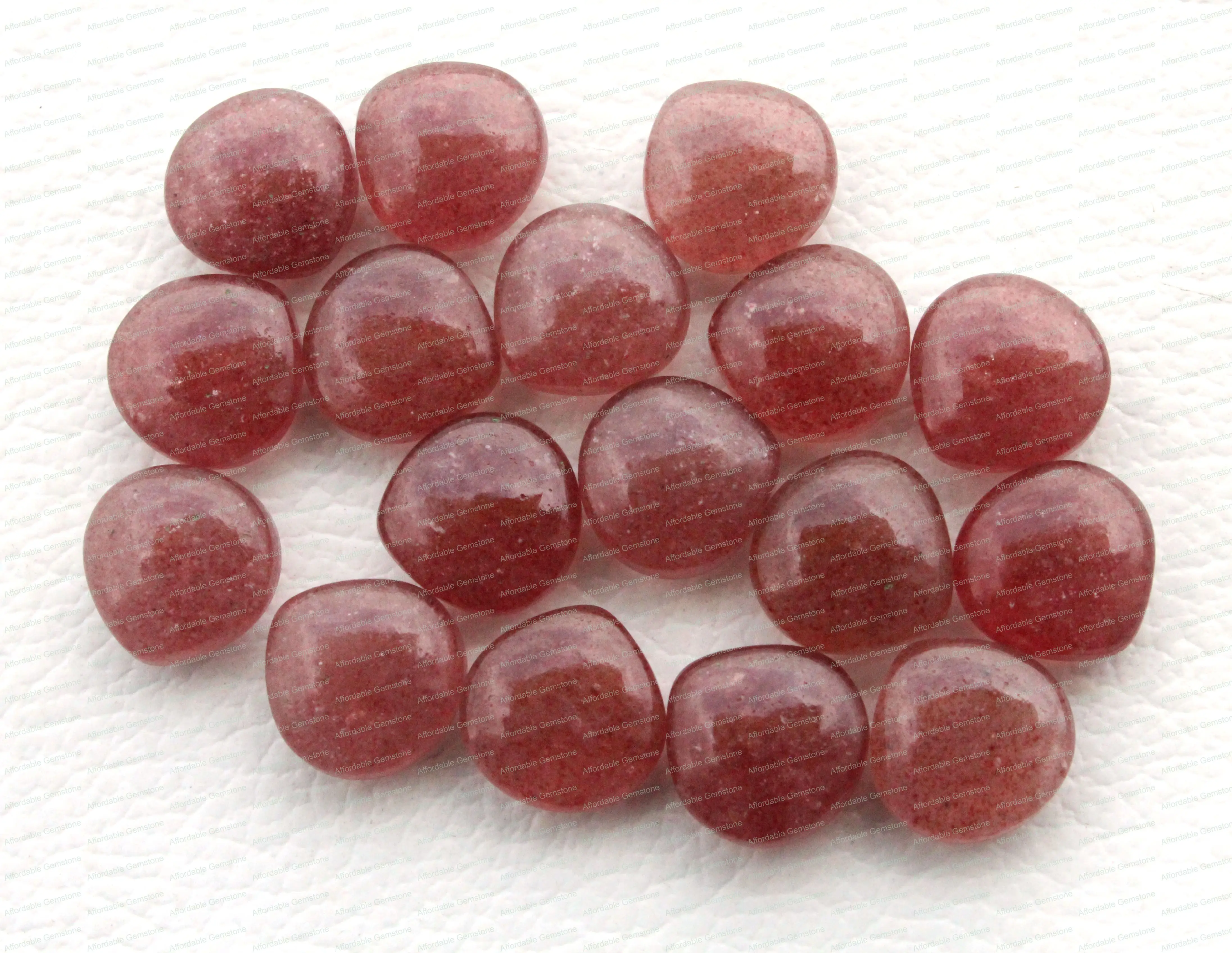 Natural Pink Strawberry Drilled Heart Shape Gemstone Handmade Stone Cabochon Gemstones Gems jewelry Size 12x12 MM