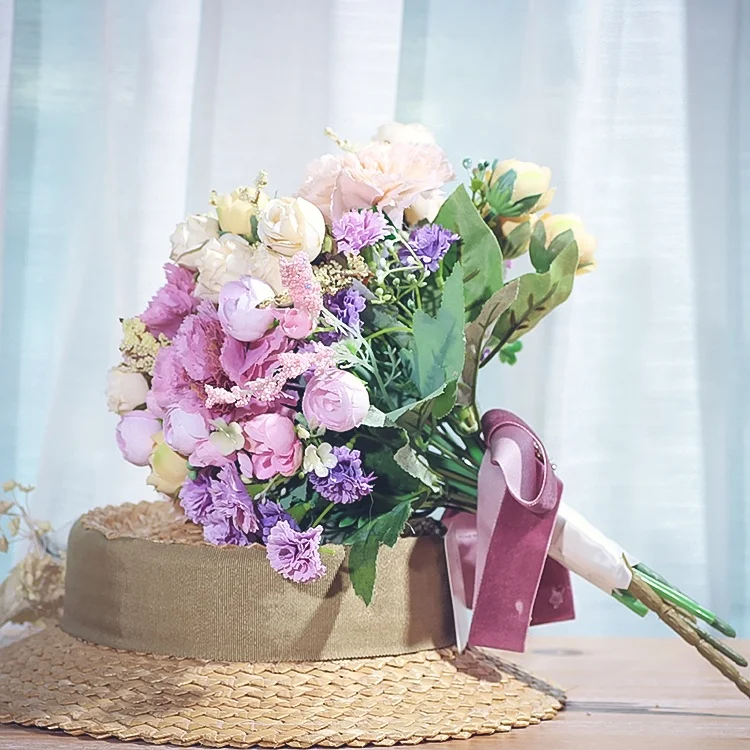 Wedding Bouquet Handmade Artificial Flower Rose Buque Bridal Bouquet For Wedding Decoration