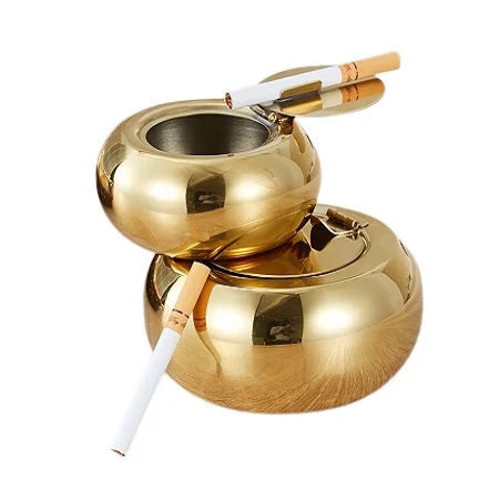 Superior Quality Brass Gold Ash Tray With Wooden Base For Cigar And Cigarette Ashes At Wholesale Prices