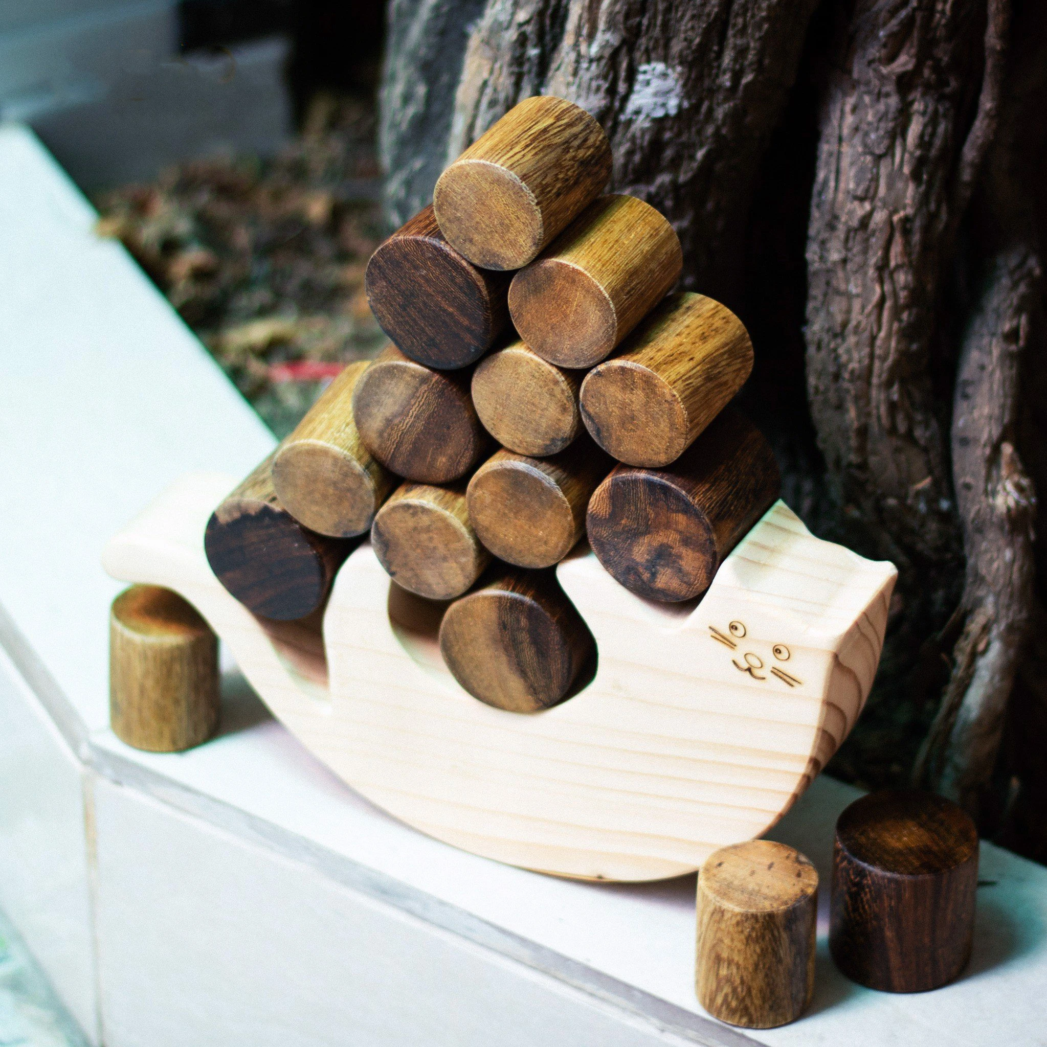 OEM - ODM Cat-Shaped Wooden Block Balance Game - The Best Educational Toy For Boys And Girls 1 2 Years Old