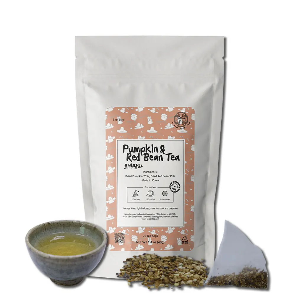 Корейский чай для похудения, чай из тыквы и красных зерен в пирамиде, чайные пакетики с треугольным фильтром, Сделано в Корее