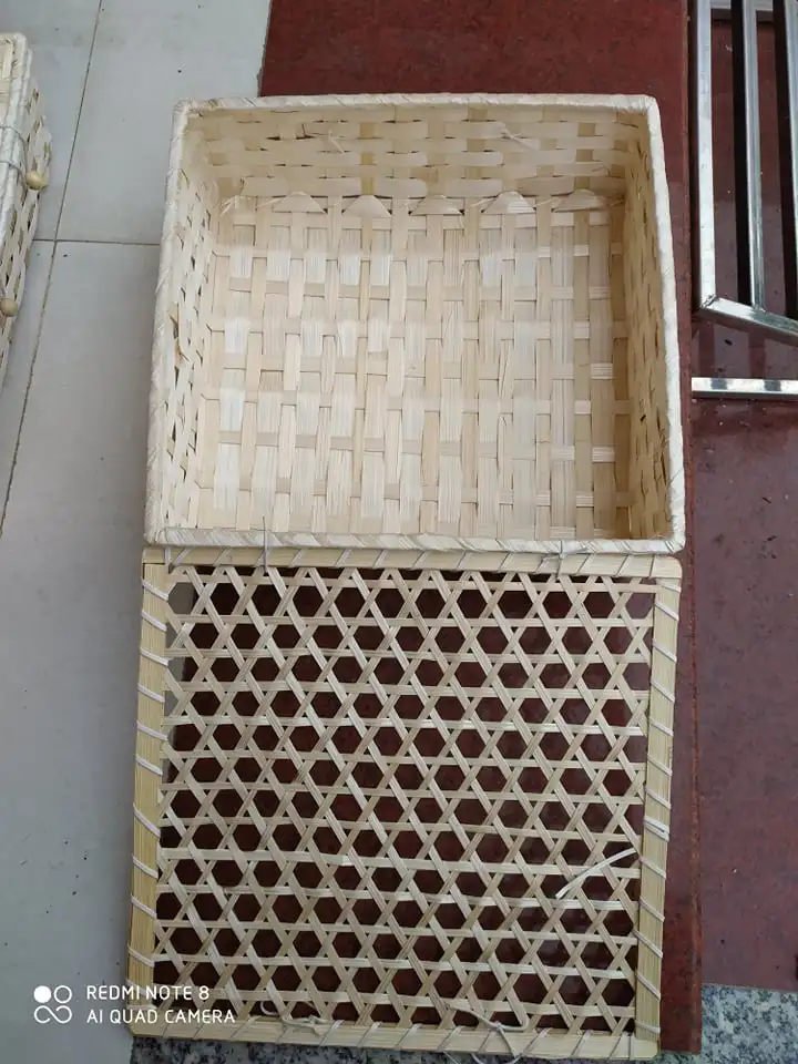 Open Weave Round Bamboo Basket - Bamboo Basket Gift Box Food Basket Mooncake