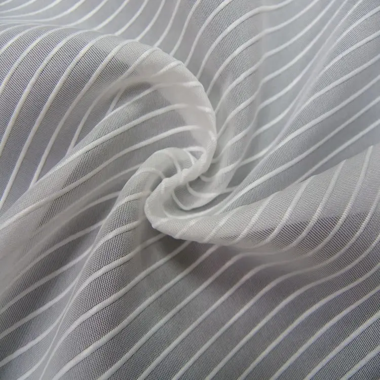 LCSH076 Final Sale Taiwan Polyester Soft Red Stripe Organza Clothing Fabric