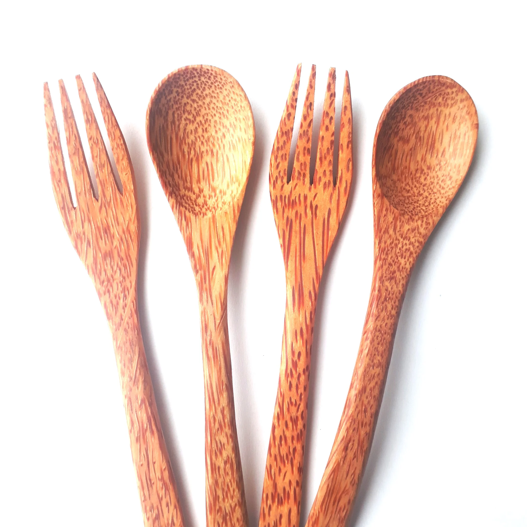 Eco Products Amazon hot seller Wood spoon fork cutlery with pouch Cutlery Sets Coconut Wooden  Lunch Utensils Coconut Bowl and Spoon Set