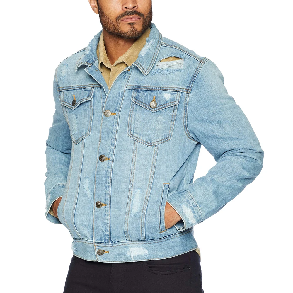 Мужская джинсовая куртка, красная рваная джинсовая куртка с Вышивкой Букв, верхняя одежда