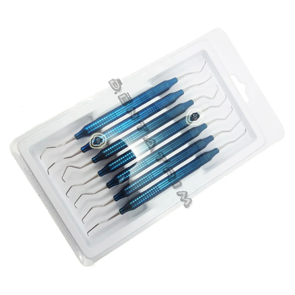 Gracey Curettes Titanium Coated Hollow Handle Set 7 Pieces Dental Gracey Curettes High Quality