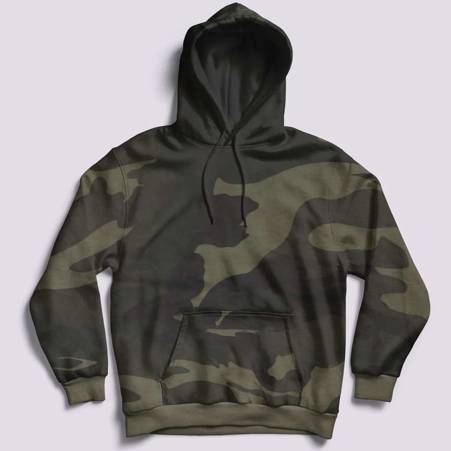Custom Logo 100% Polyester Sportswear Popular Army Camo Pullover Drawstring Hood Kangaroo Pocket Hoodie