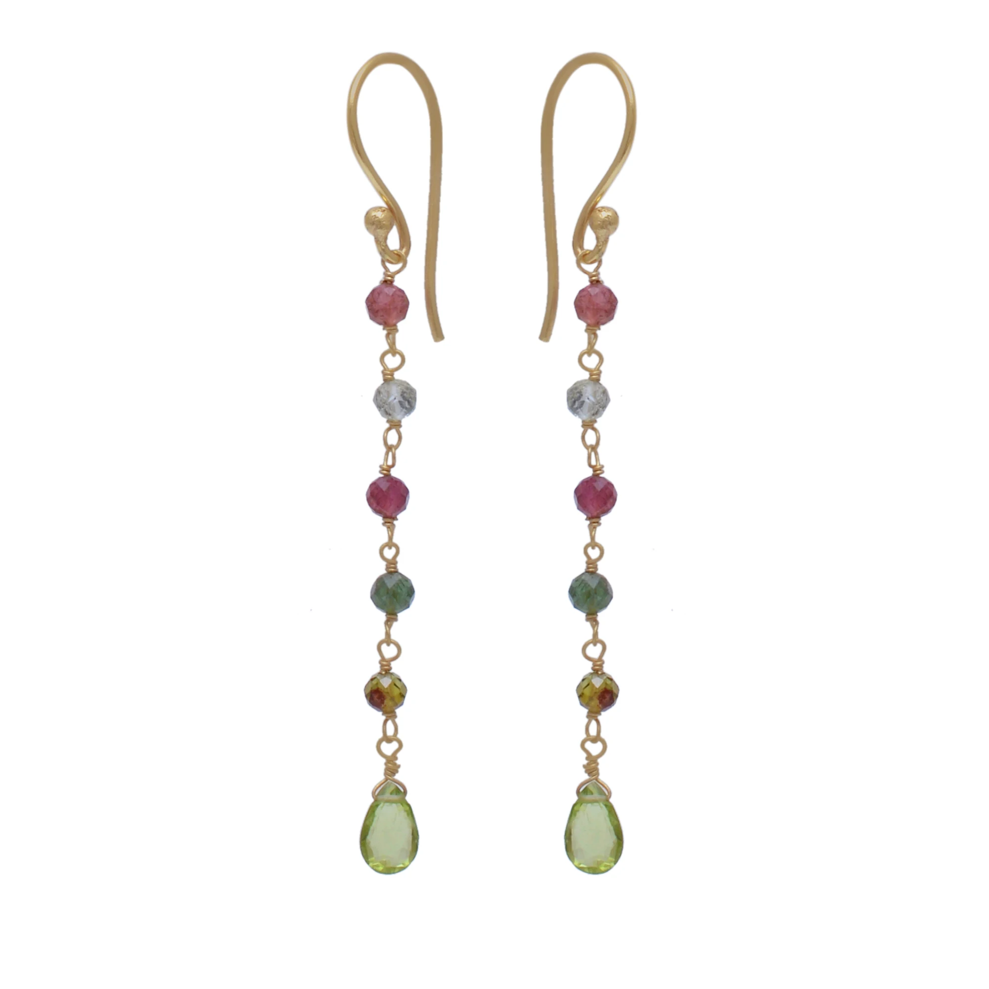 best quality solid sterling silver tourmaline beads pear peridot dangle earrings fine ear wire earring gold plated jewelry