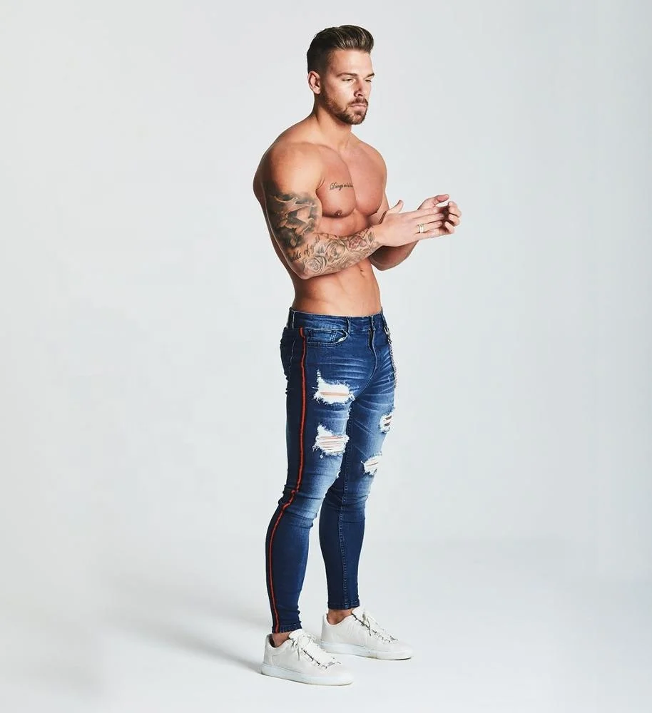  Супер Узкие рваные джинсы на заказ узкие