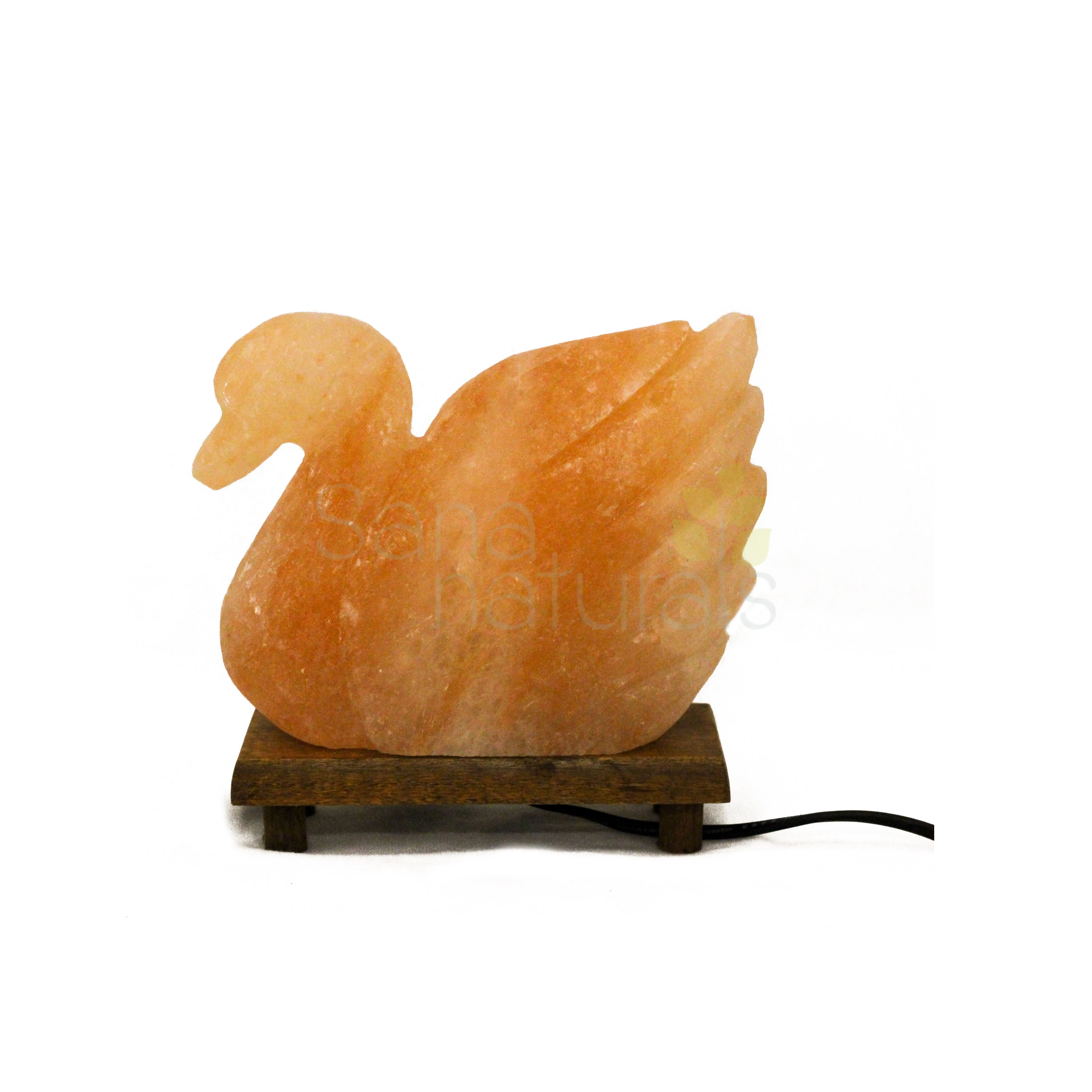 Настраиваемая Гималайская солевая лампа из натуральной резной оранжевой утки с деревянной основой