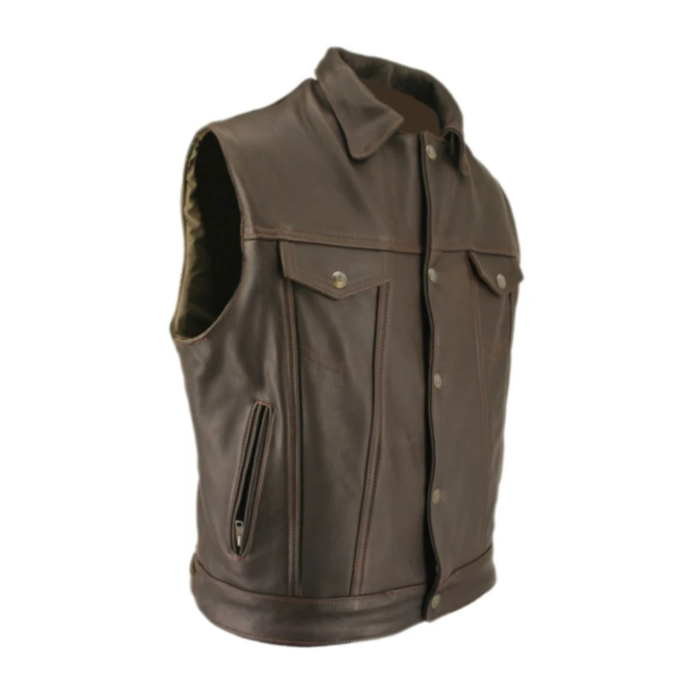 
Leather New Arrival Men Stand Collar Autumn And Winter High Quality Fashion vest 