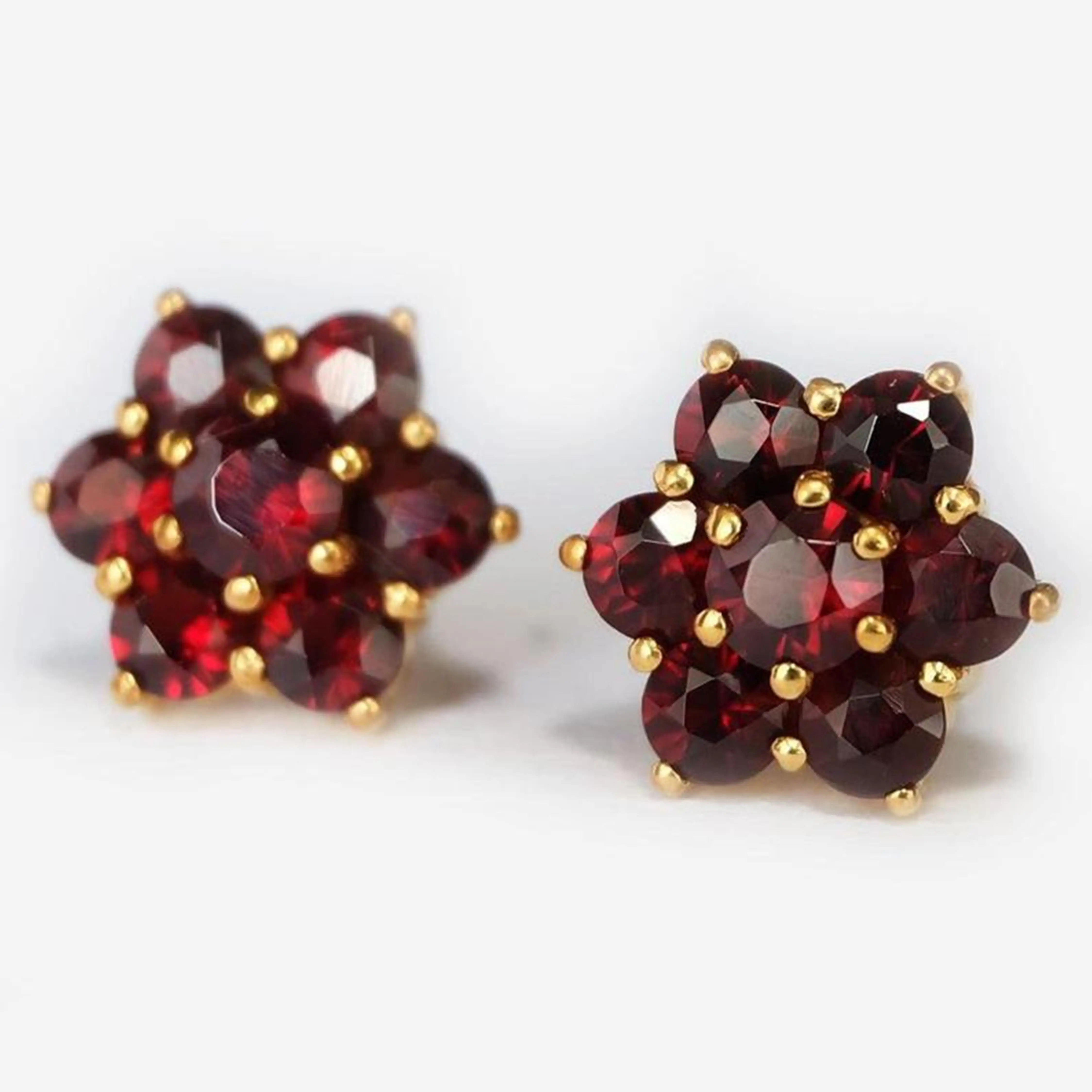 Серьги-гвоздики с натуральным гранатом набор серег-гвоздиков и цветами серьги для женщин серебро 925 пробы ювелирные изделия ручной работы