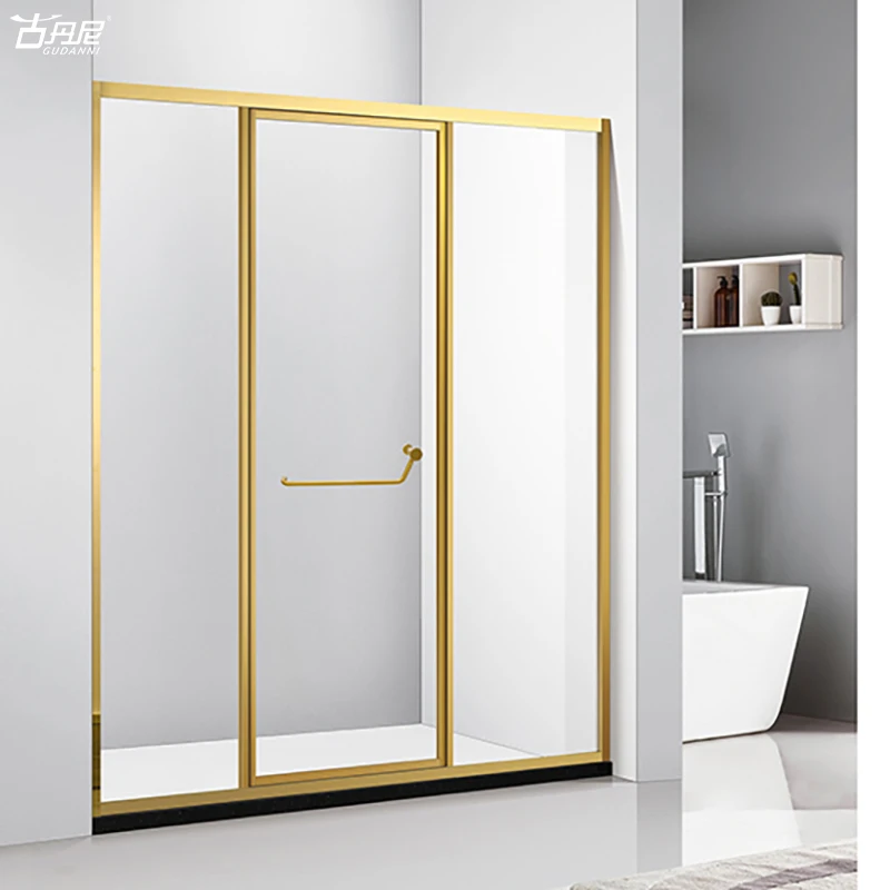 new design wholesale cheap tempered glass shower room enclosure bathroom two fixed panels one outward door