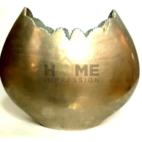 Gold Powder Coated Metal Iron Vase Set Of 2 Brown Color Neck Home Decorative Flower And Planters Garden Ware Accessories