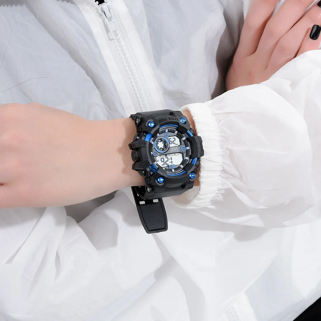 hot sale black silicone strap luxury  sports couple Alarm Calendar digital watches