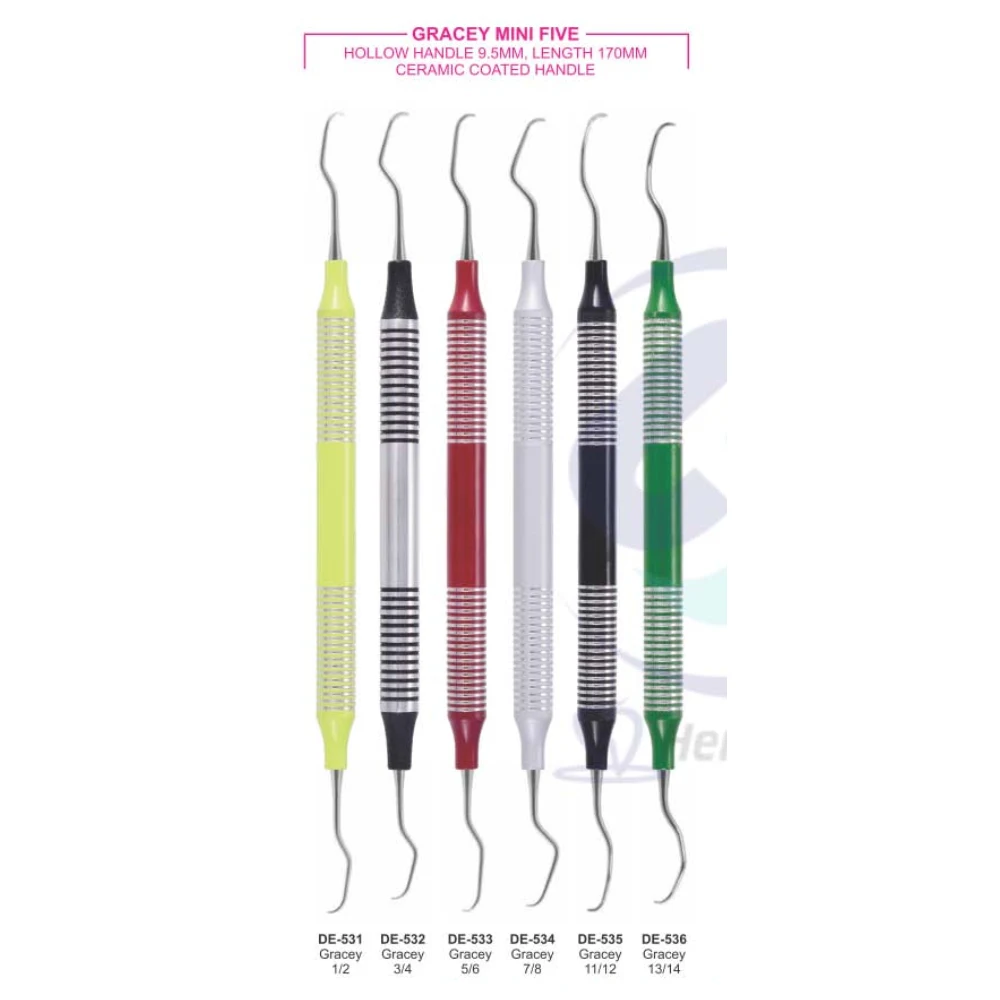 Dental Gracey Mini Five Set of 6 Pcs Hollow Handle Kits Instruments
