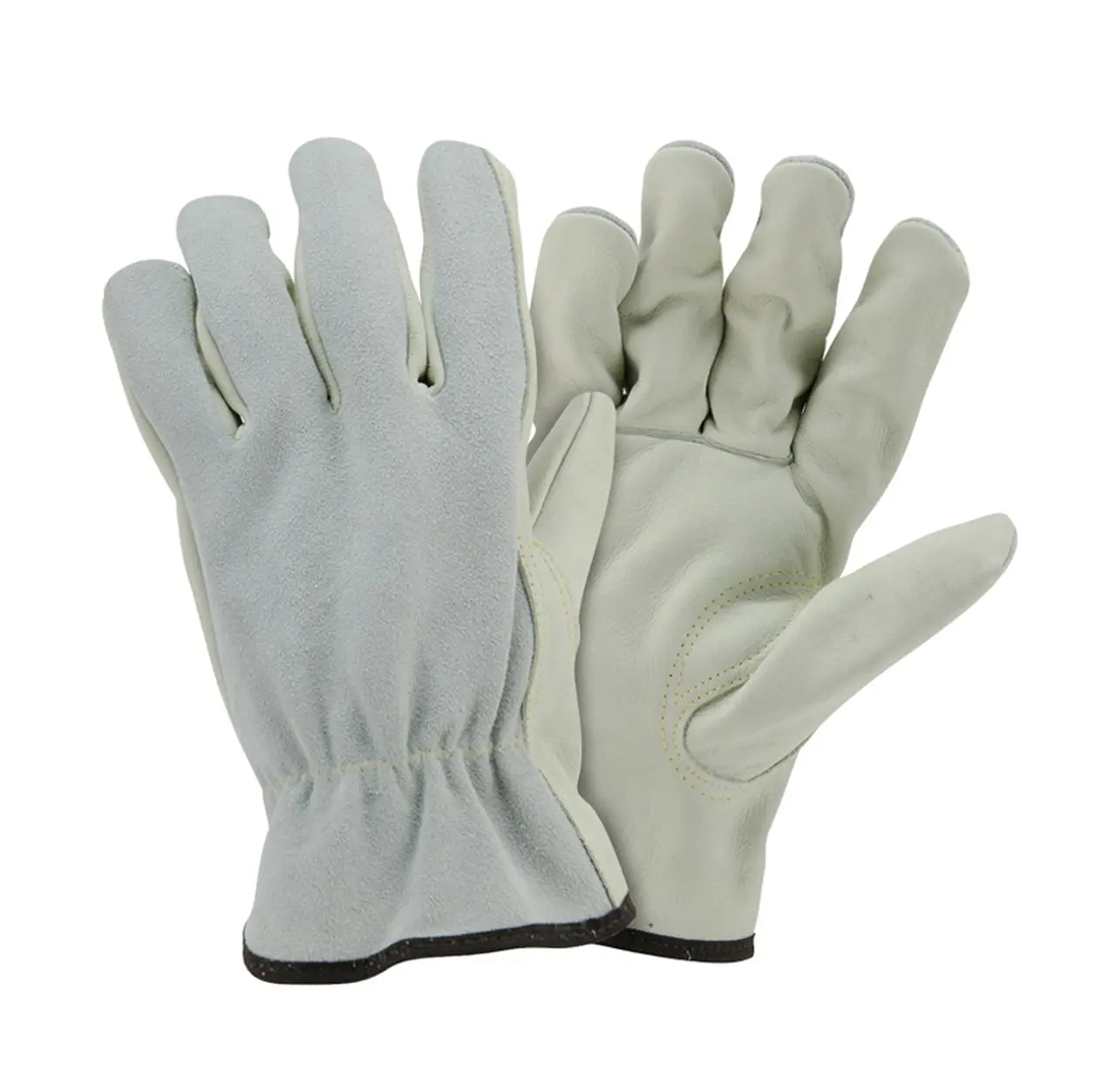 In Pairs Heavy Duty Durable Cowhide Leather Work Gloves  Driver Gloves for Truck Driving, Warehouse, Gardening Duty