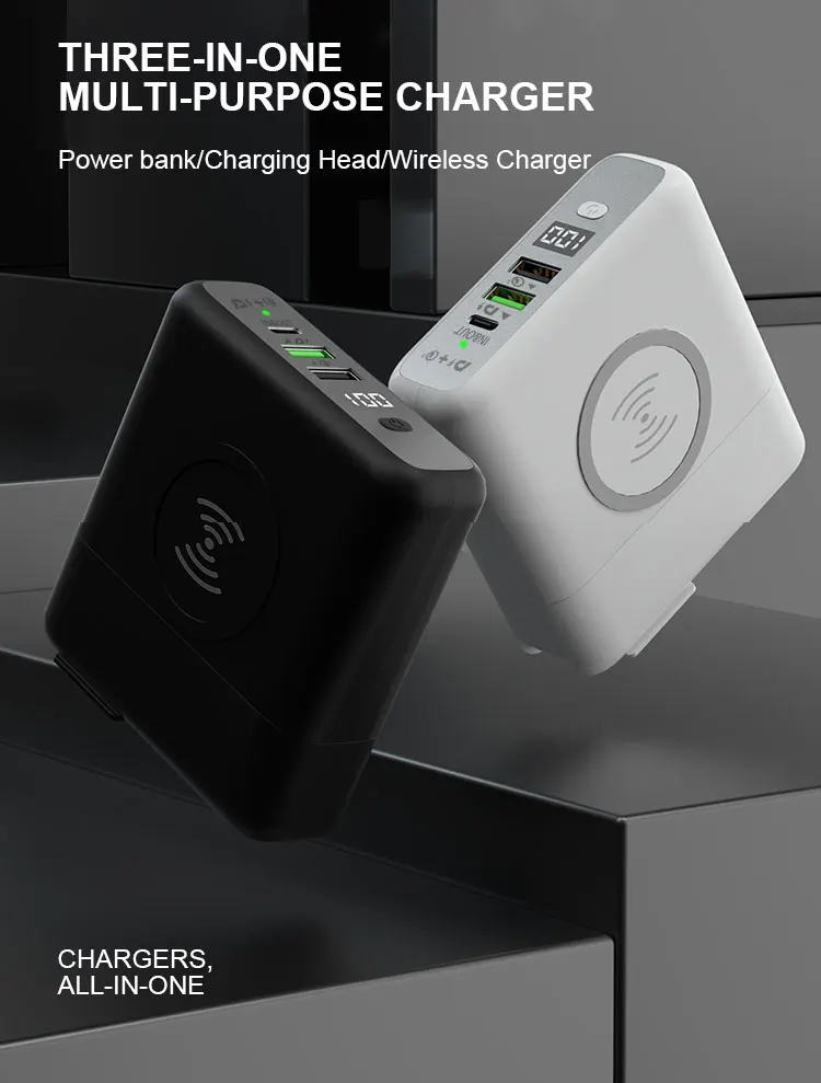 JMPB0029 Power Bank 8000mAh Wireless Magnetic with Fast Wall Charging 3-in-1 for Mobile