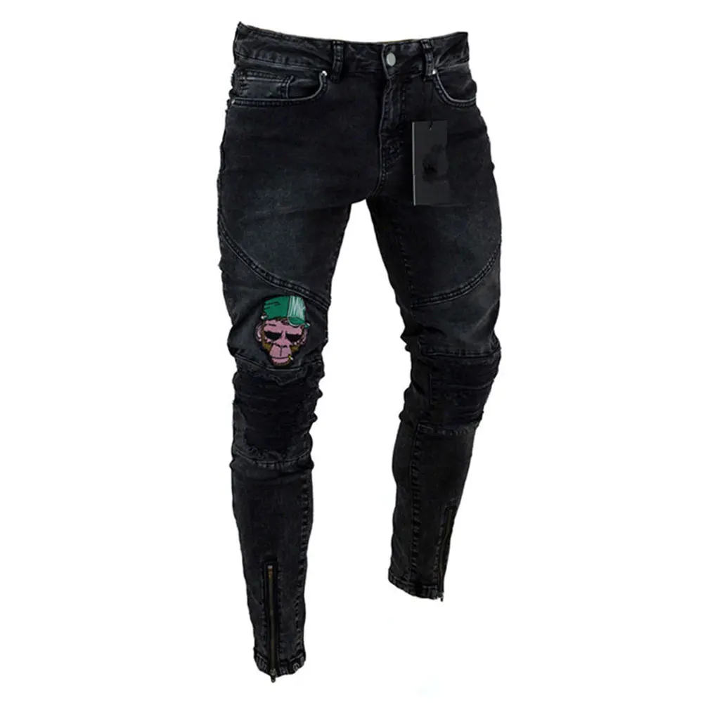 
Wholesale jean brand blue mens jean shorts slim jeans with belt 