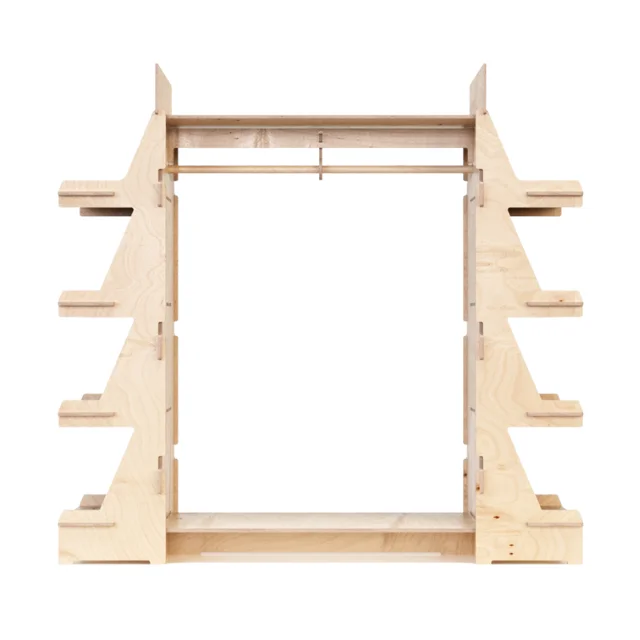 Clothing Rack Custom Logo Italian Customizable Interlocking Wooden Clothing Display Rack for Shops