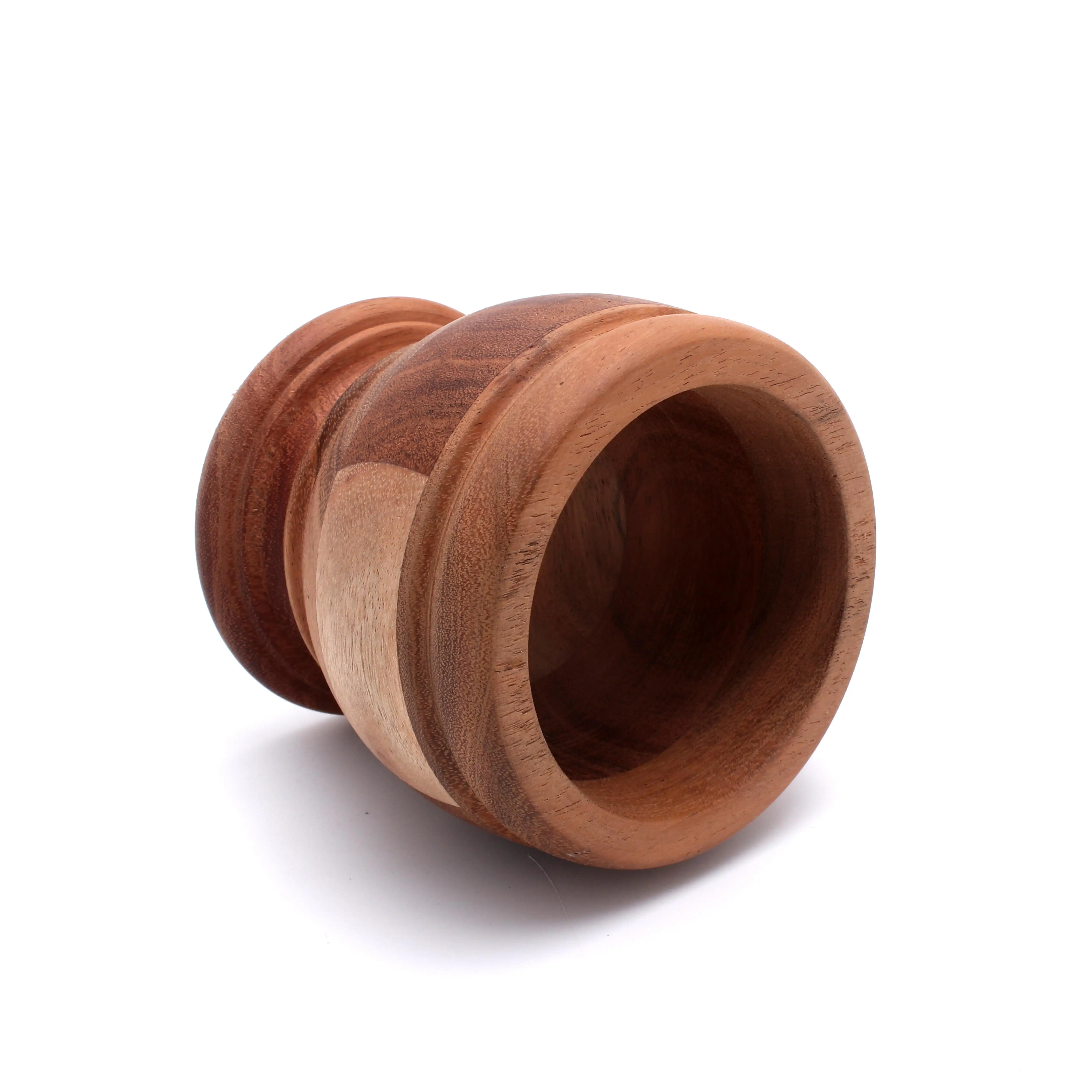 Wood Mortar Pestle for Crushing Garlic Pepper Kitchen Tools Natural Finish High Quality Acaccia Wood Handmade Cheap Price Mortar