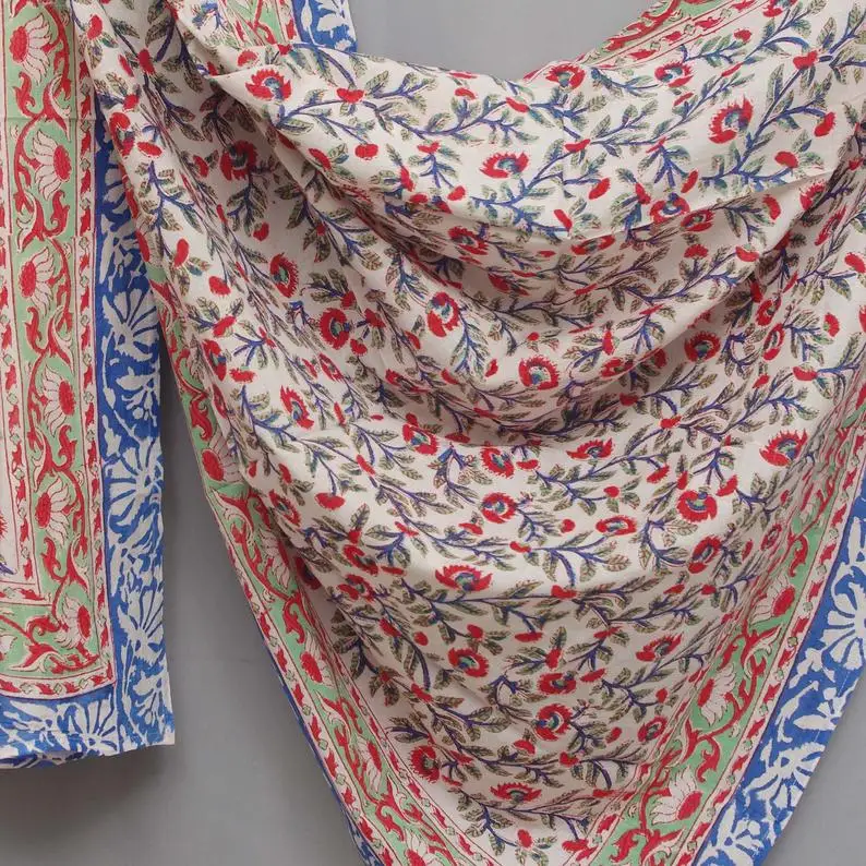 Шарфы с блочным принтом индийский хлопковый саронг ручной работы пляжный парео