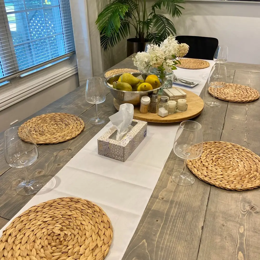 2023 Braided Round Rattan Placemats Party Wedding Natural  Water Hyacinth Handwoven Tablemat Home Restaurant Woven Placemats