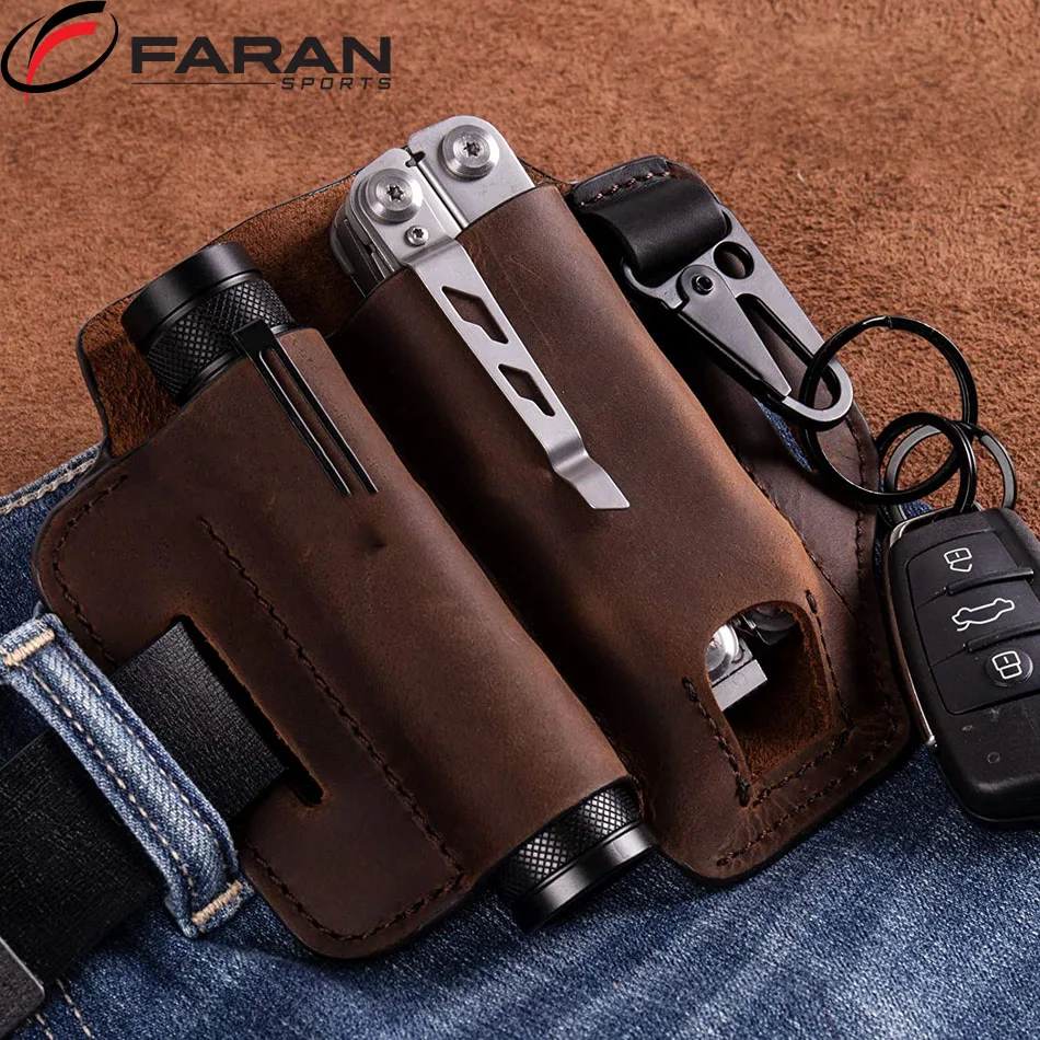 Hot Sale Multi Tool Bag Made In Genuine Leather Best Quality Leather EDC Belt Loop Waist Multitool Sheath