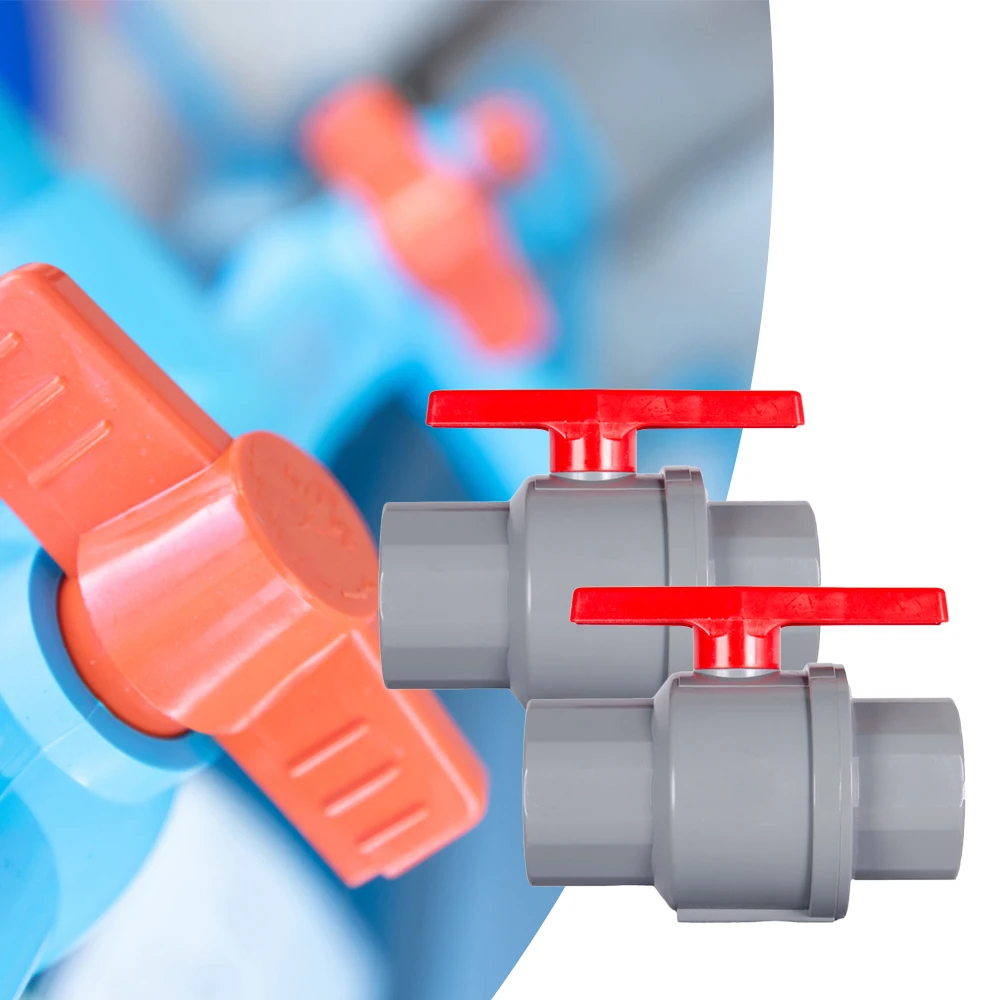 OEM ODM Plastic Material Water Media Normal Temperature Hand Operated Un-Threaded Ball Valve with Red Handle